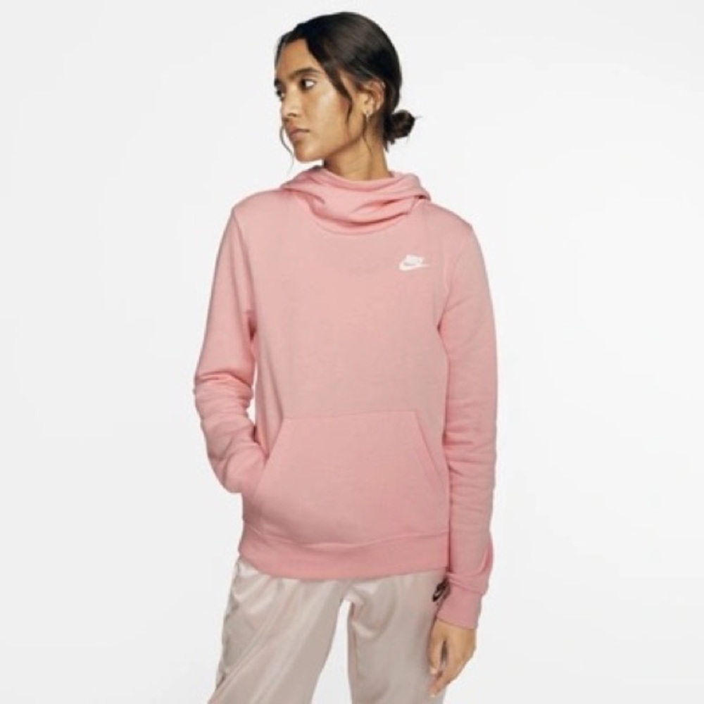 Like new NIKE Women's Funnel-neck Hoodie In Pink SIZE M